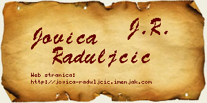 Jovica Raduljčić vizit kartica